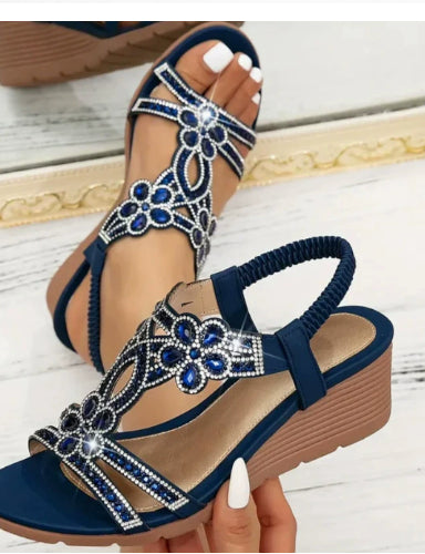Bohemian Keilsandalen mit dicker Sohle