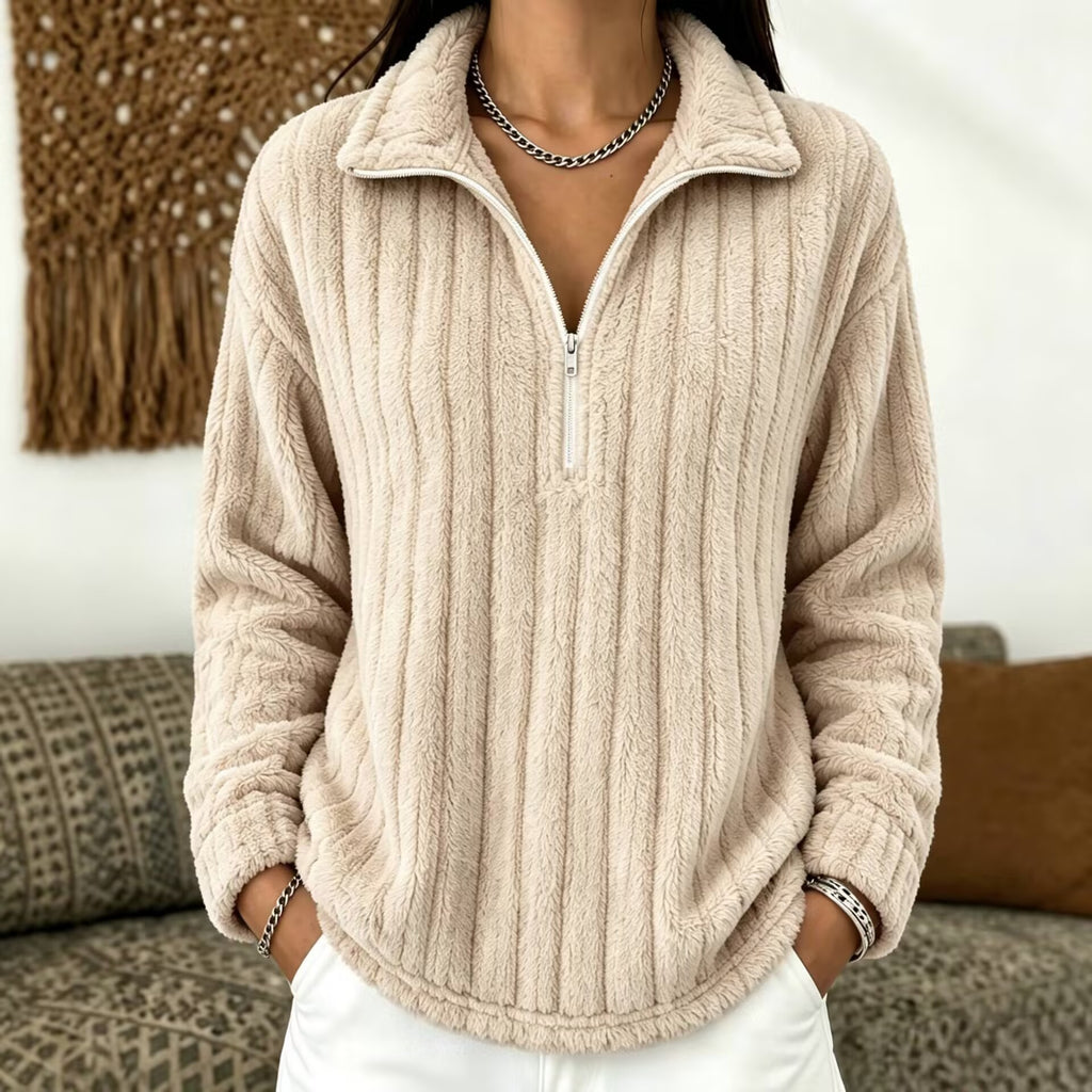 Plüsch-Kapuzenpullover mit Reissverschluss