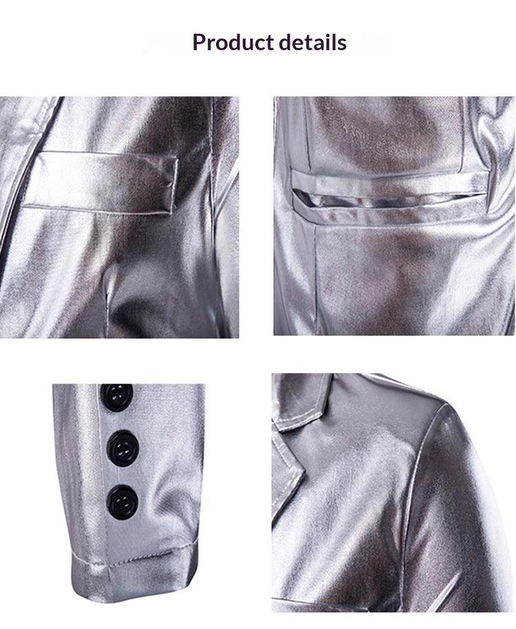 Glanz-Anzugjacke mit Goldprägung – Ansicht 3