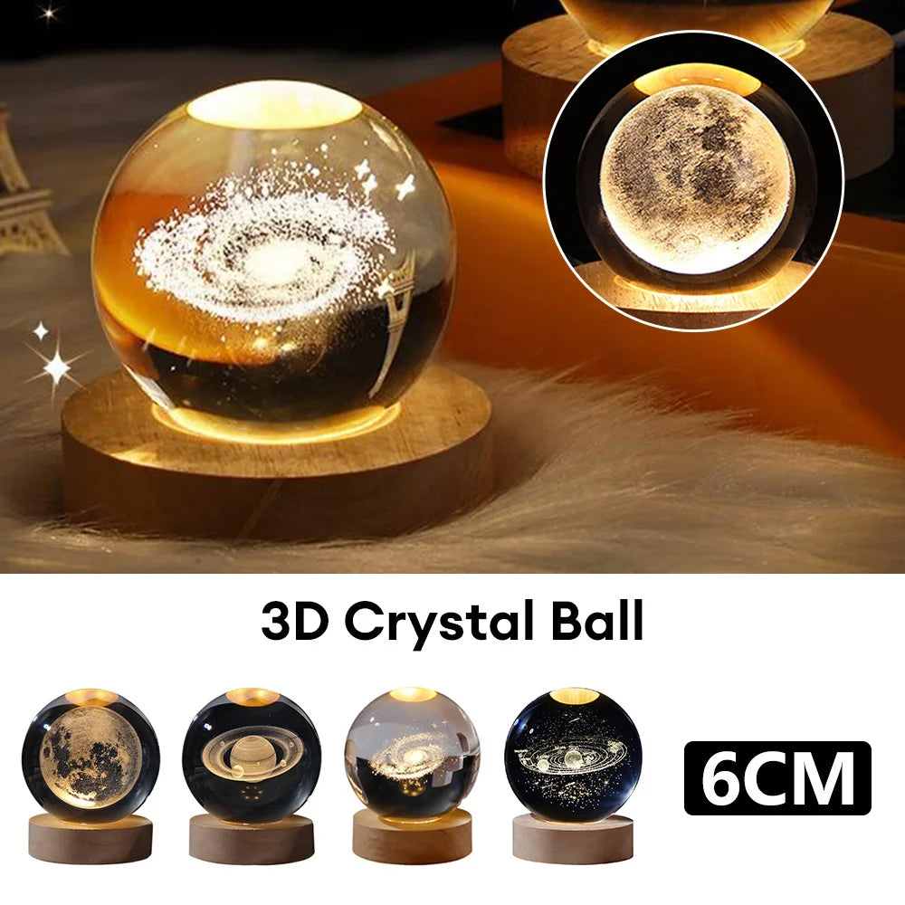 3D Planeten Kristallkugel Nachtlicht