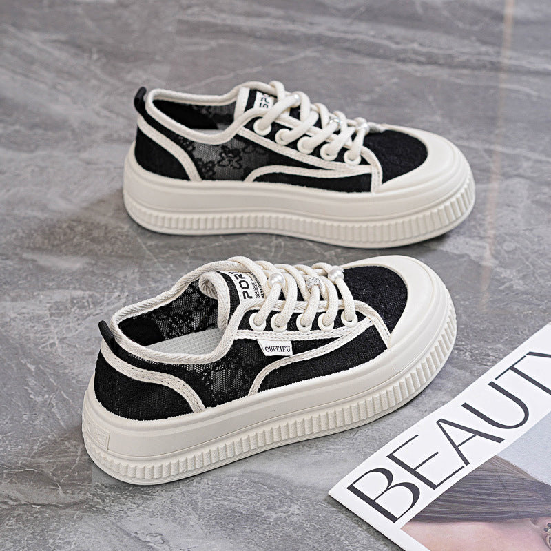 Plateau-Sneaker «Cloud» · Spitzen-Mesh, geschnürt