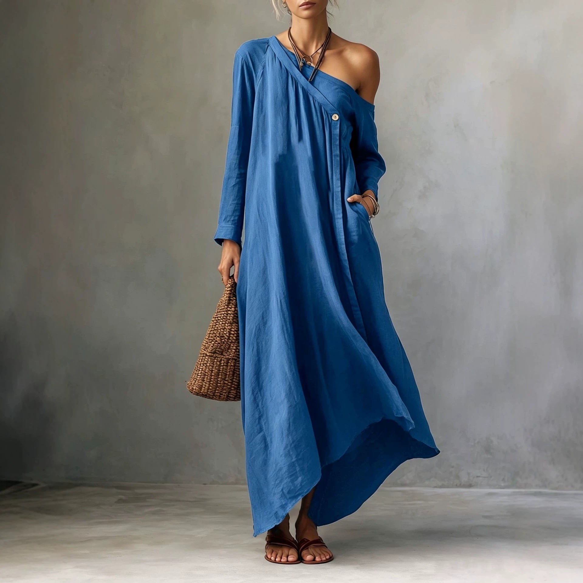 Langes Off-Shoulder-Kleid