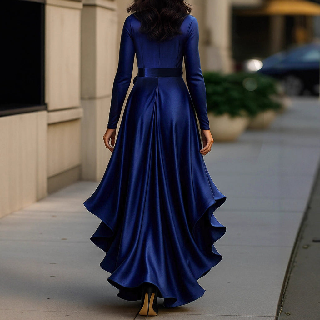 Elegantes Satin-Abendkleid mit V-Ausschnitt – Bild 5 | LuxeStyle