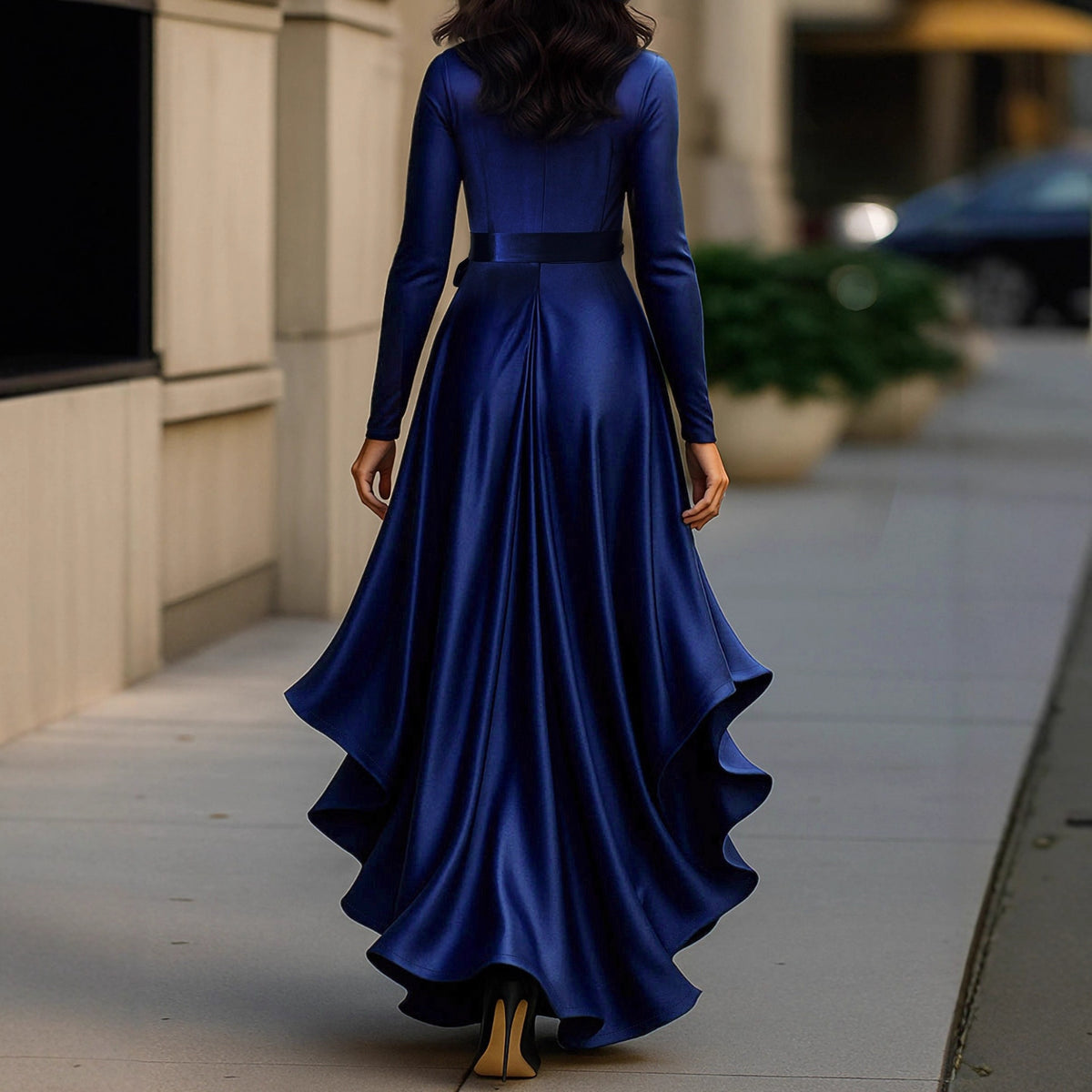Elegantes Satin-Abendkleid mit V-Ausschnitt – Bild 5 | LuxeStyle