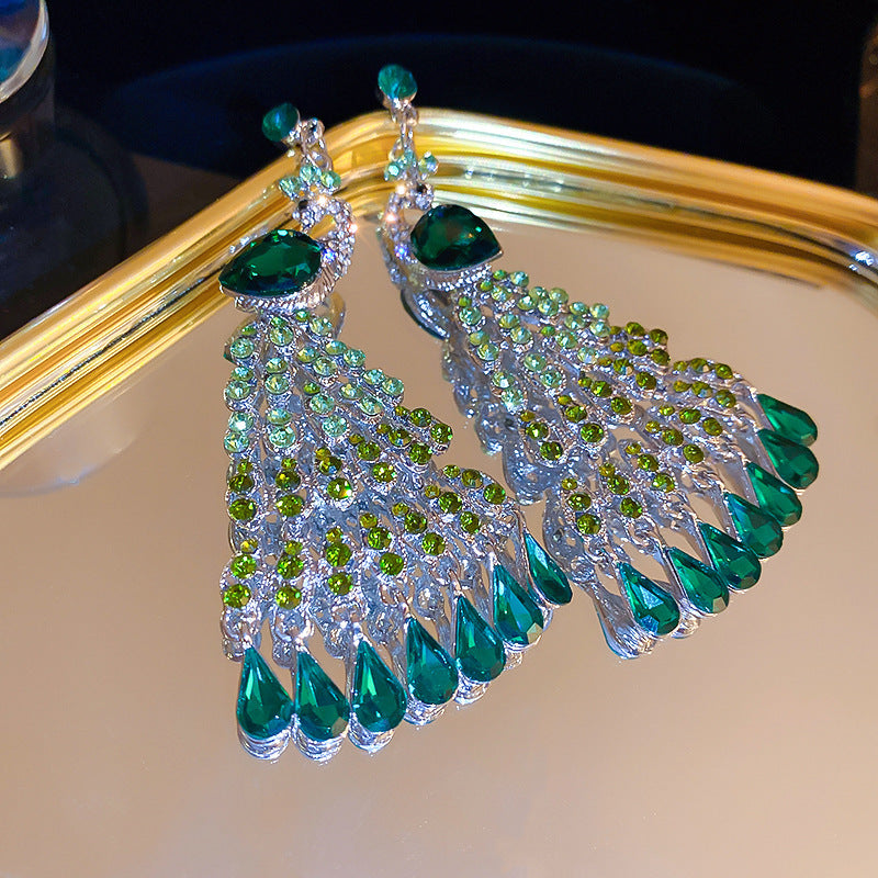 Chinesische Blumen-Ohrringe mit Strass & Perlen