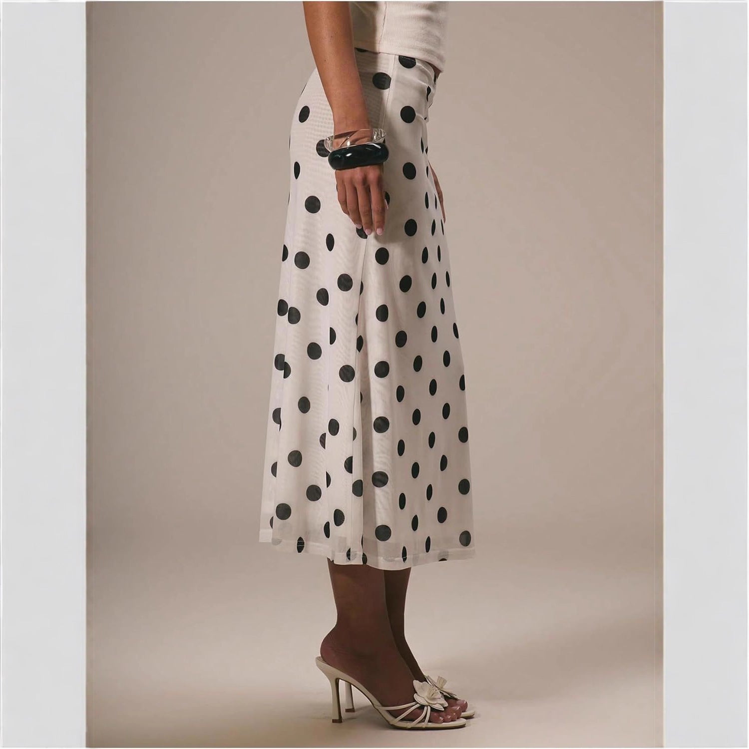 Eleganter Business A-Linien Polka-Dot Rock – Ansicht 2