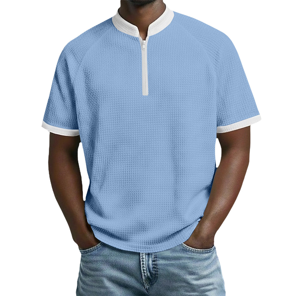 Herren-Polo mit Standkragen und Kontrastfarben