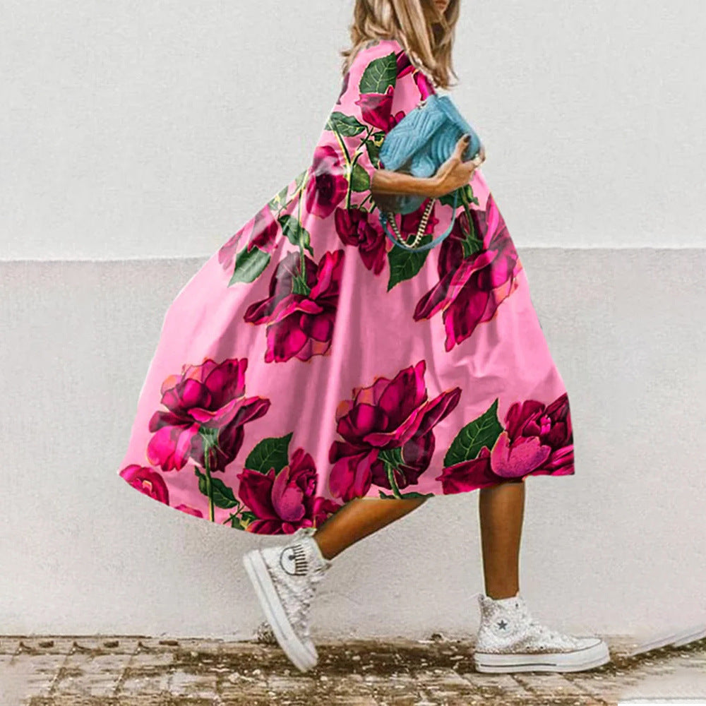 Geblümtes Midikleid mit Dreiviertelärmeln – Bild 7 | LuxeStyle