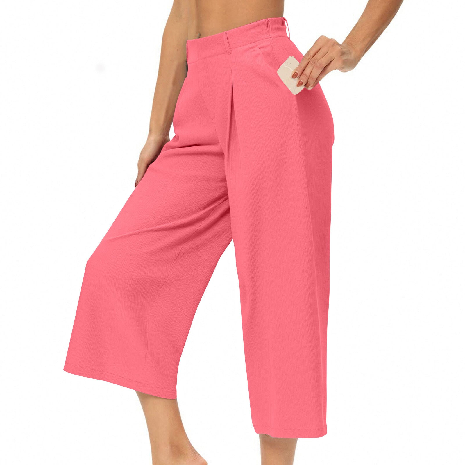 High-Waist Cropped Shorts mit weitem Bein