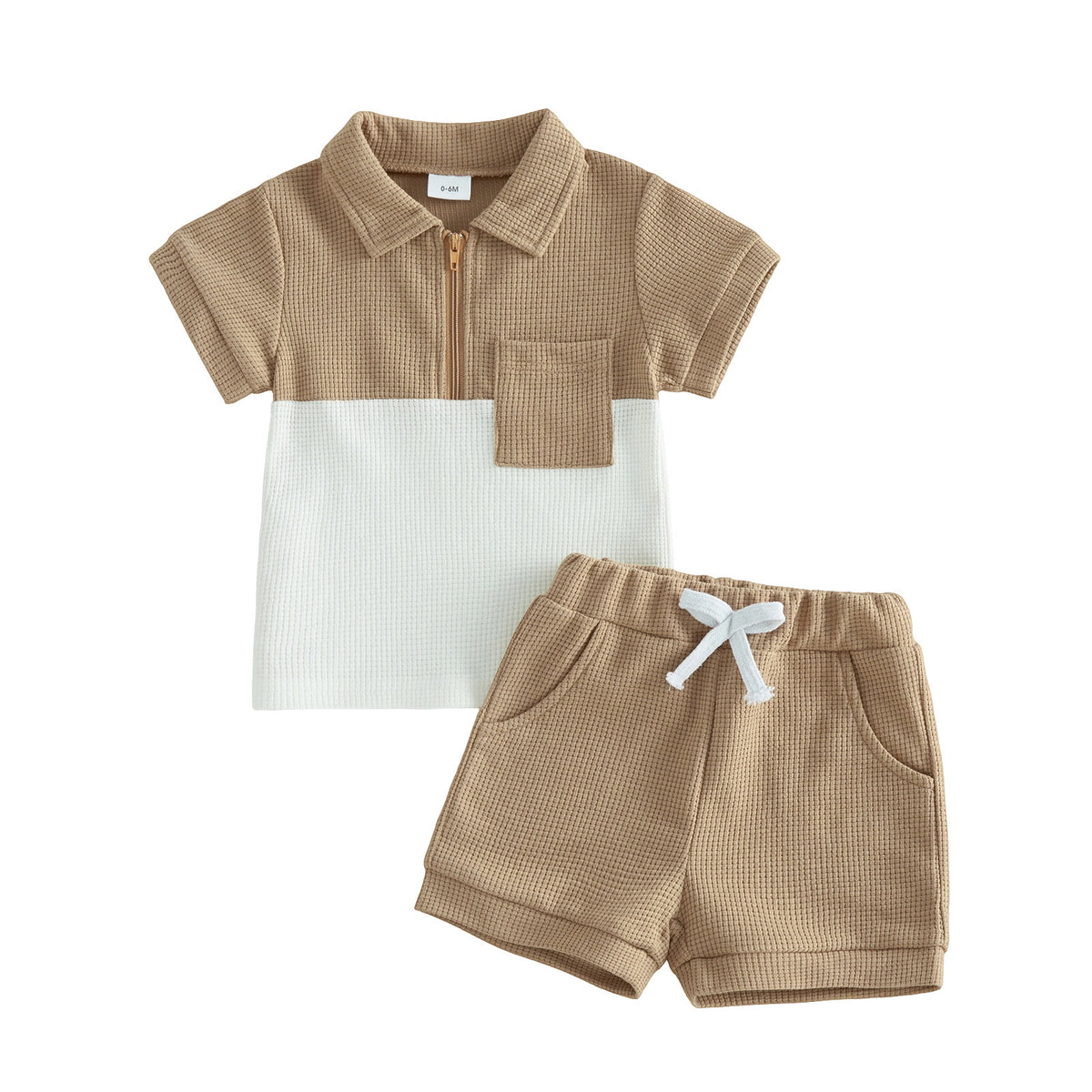 Waffel-Set: Oberteil mit Reissverschluss und Shorts | LuxeStyle
