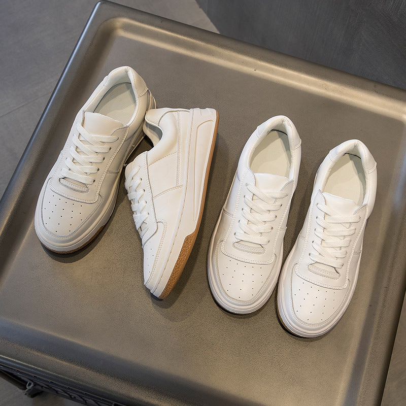 Damen Leder Schnürschuhe mit dicker Sohle