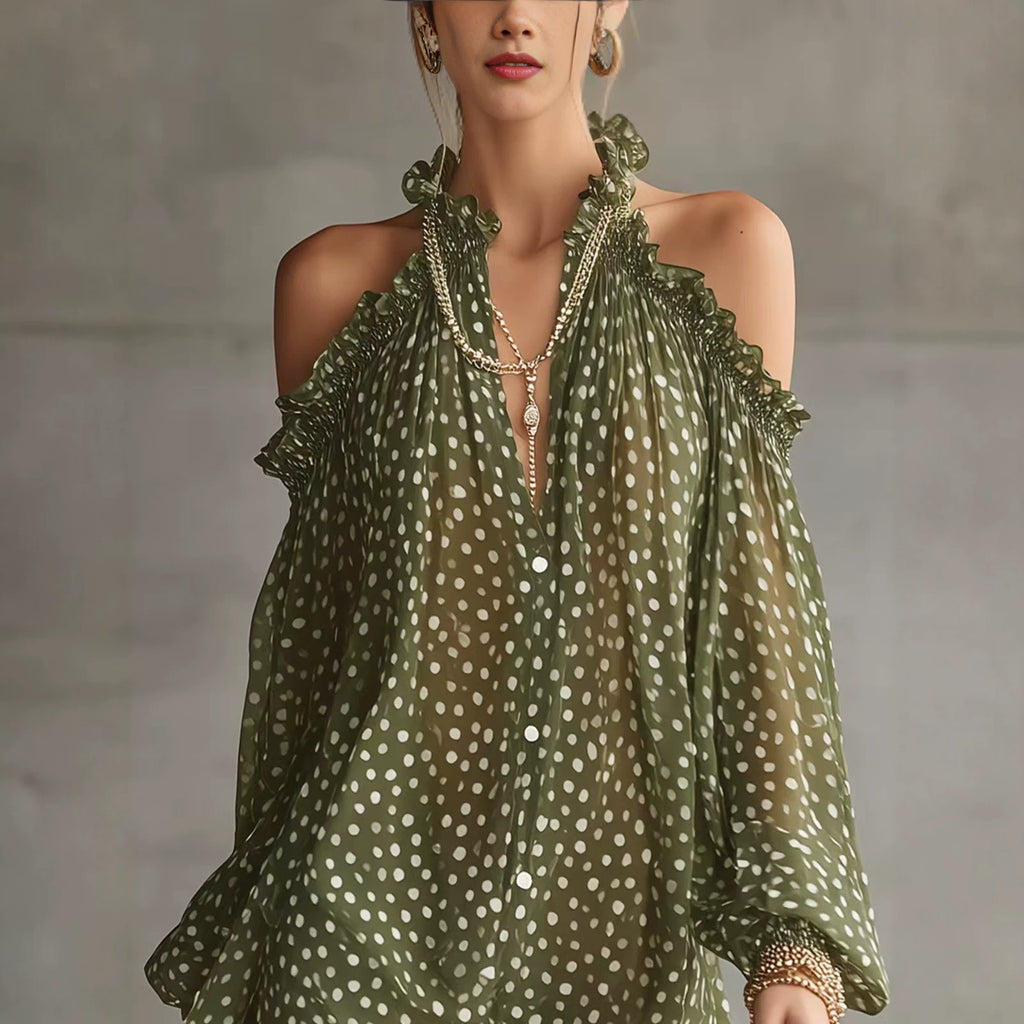 Elegantes Chiffon-Kleid mit Polka Dots
