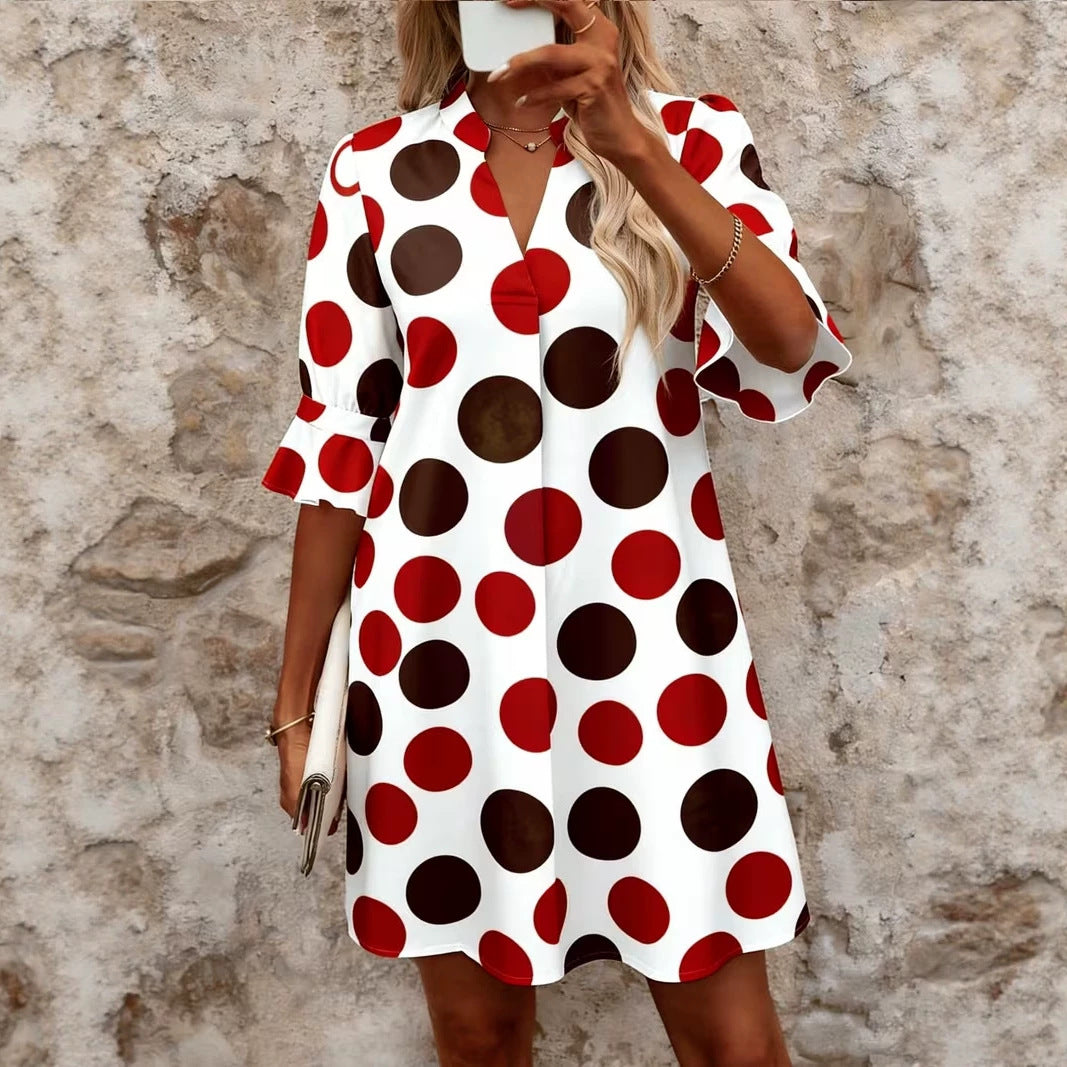 Polka-Print Midikleid in Grün – Bild 3 | LuxeStyle