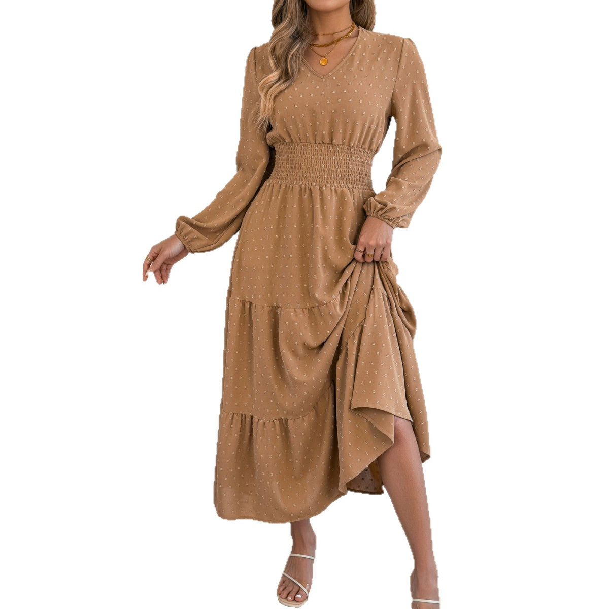 A-Linien Strickkleid mit Pompon und Taillengürtel – Bild 5 | LuxeStyle