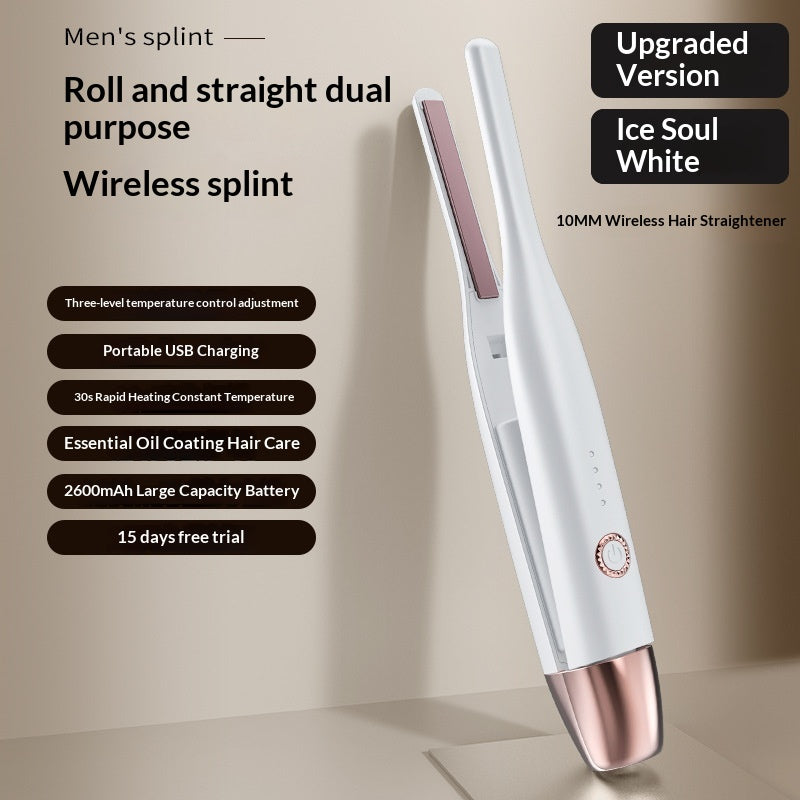 Kabelloser Mini-Haarglätter und Lockenstab für Herren