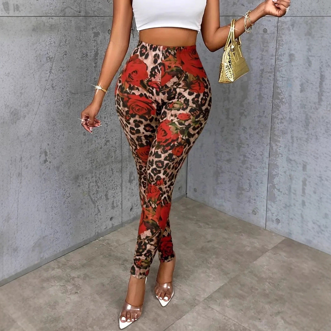Leggings mit Blumenmuster und Stretchbund