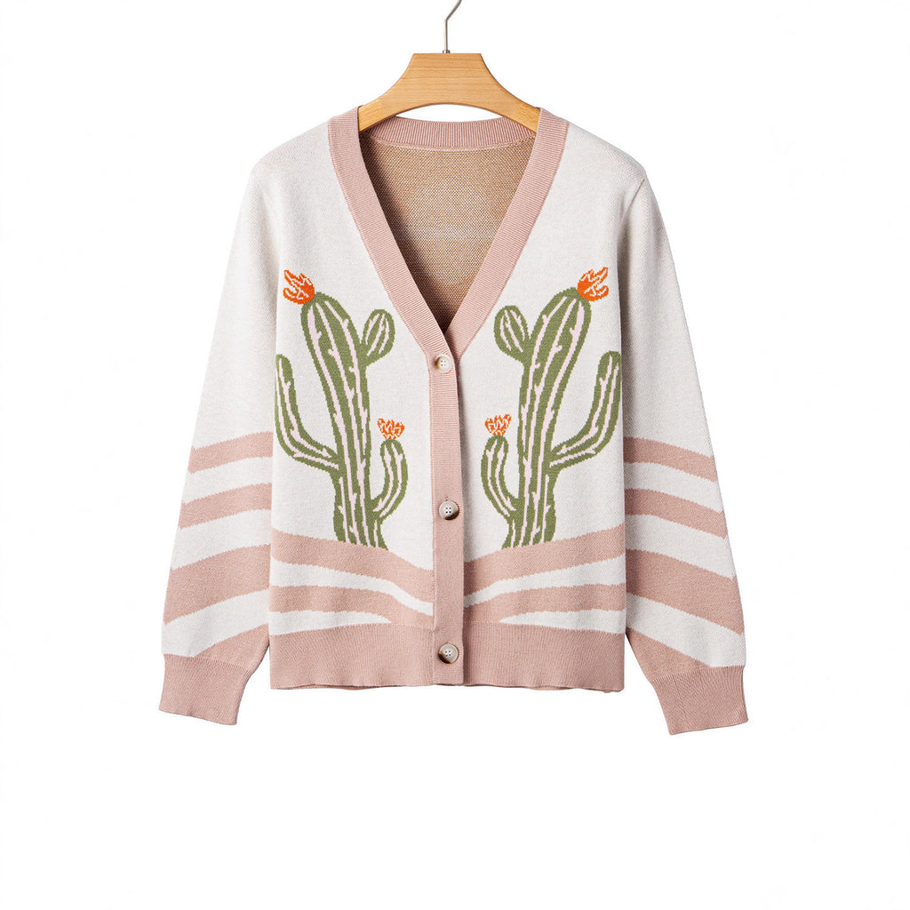 Abstrakter Langarm-Pullover für Damen