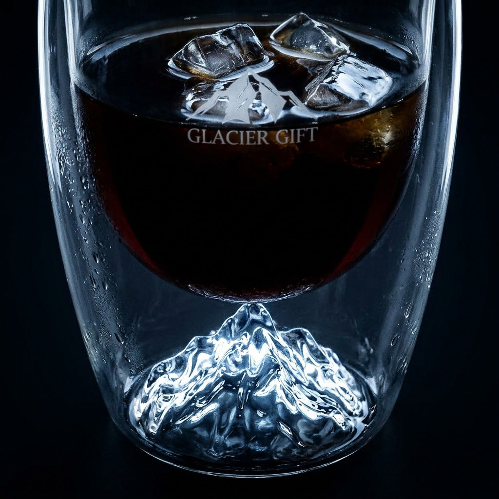 Doppelwandiges Glas mit Schneeberg-Muster
