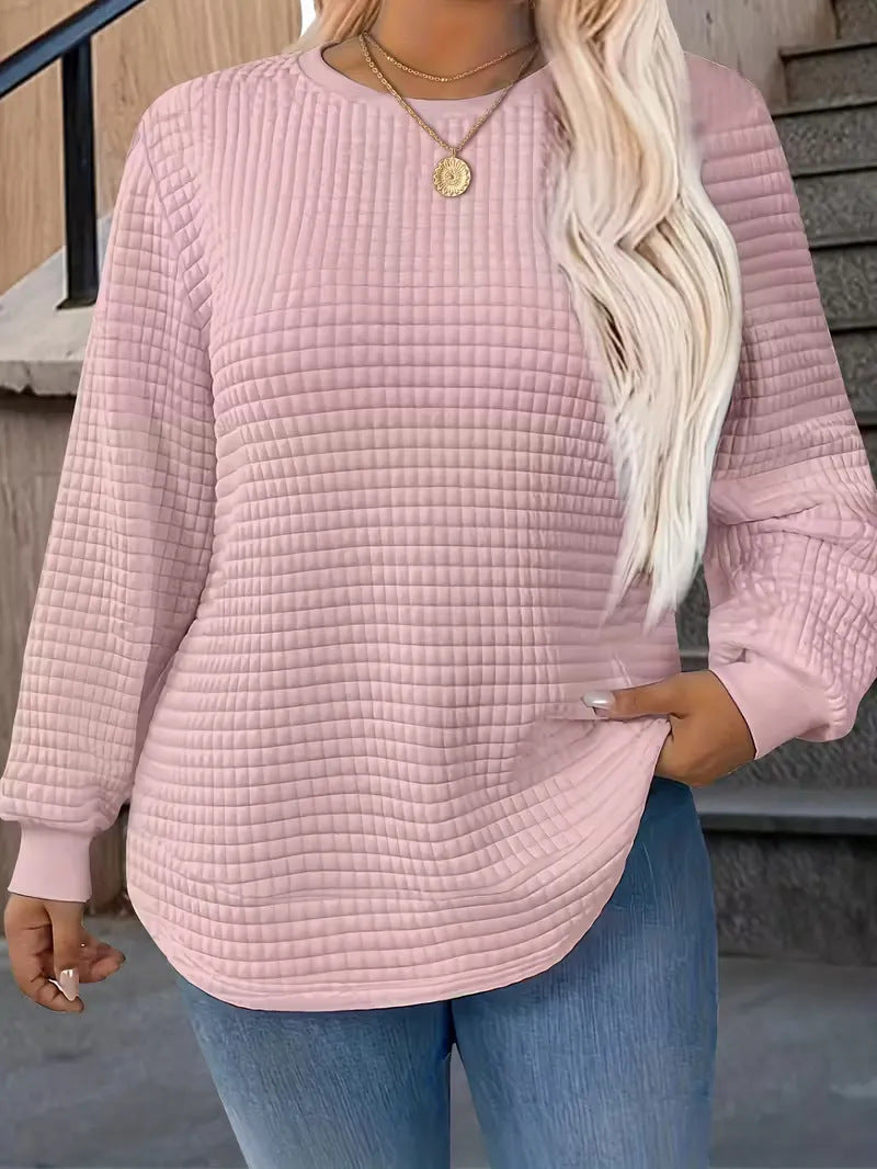 Waffle-knit Crewneck Sweatshirt