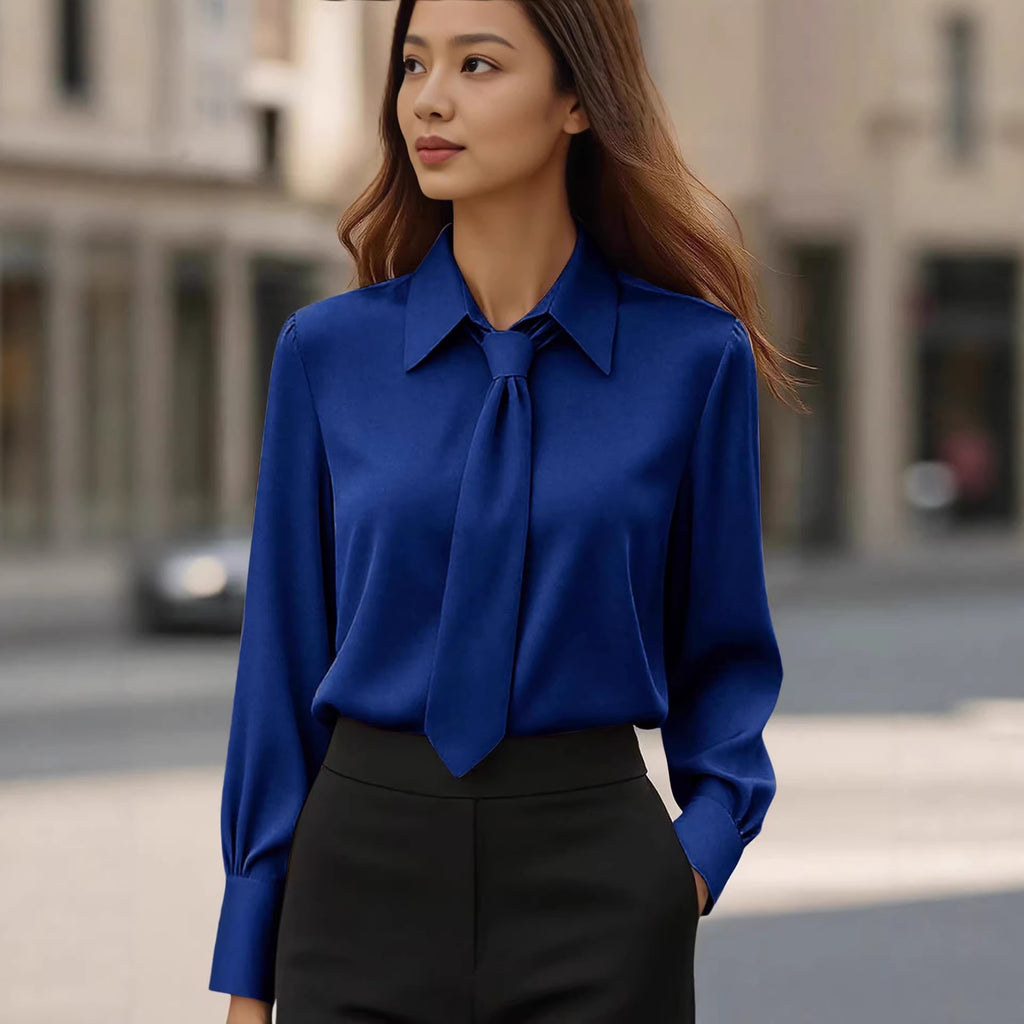 Elegante Satin-Bluse mit französischer Manschette