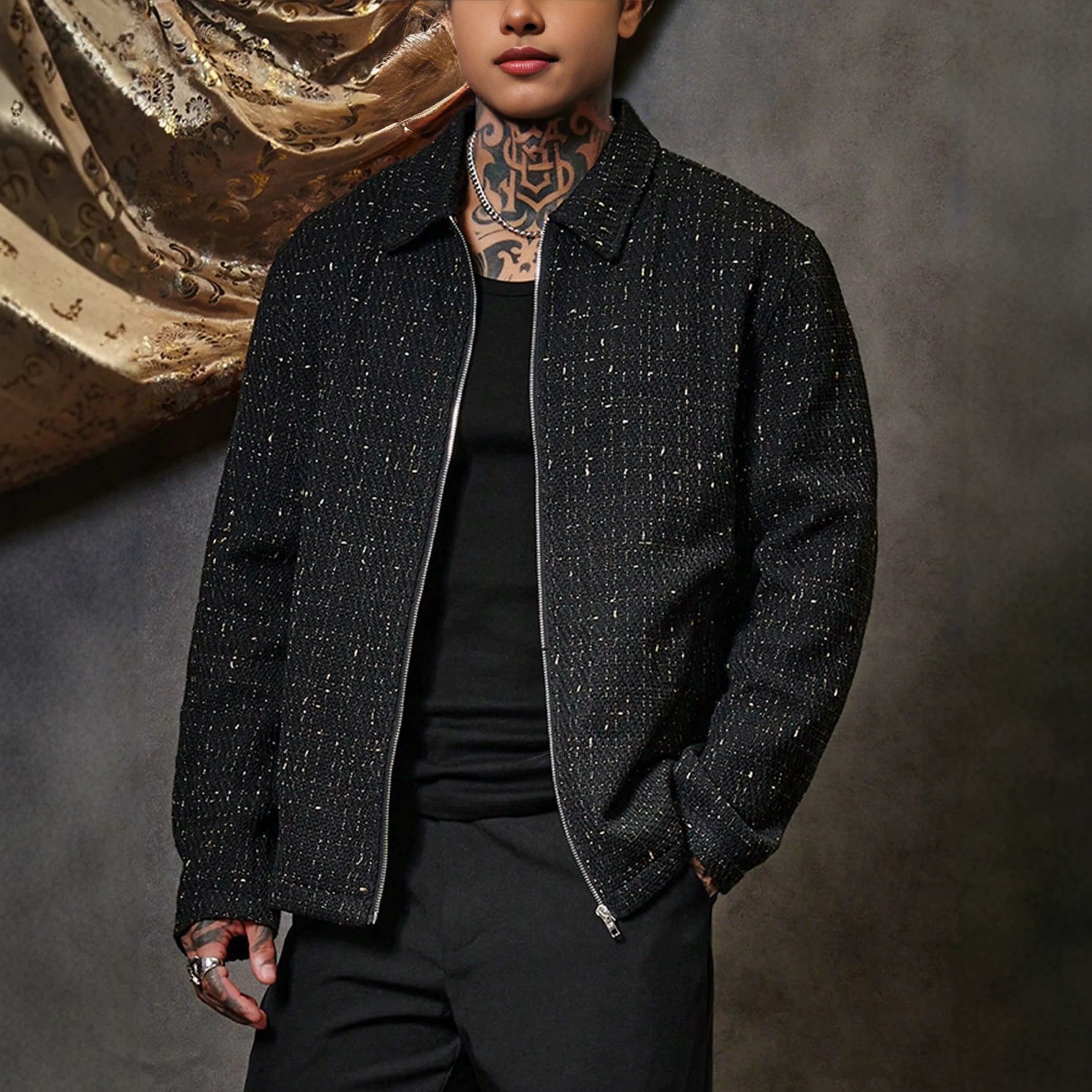 Herren Lapel-Reissverschluss Jacke