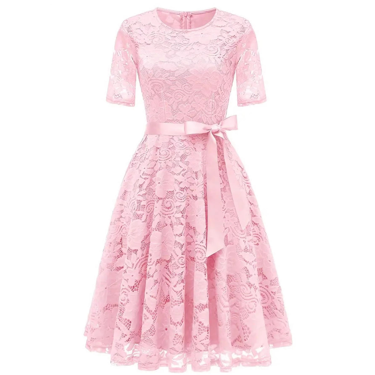Elegantes Spitzenkleid mit Schleifendetail – Bild 8 | LuxeStyle