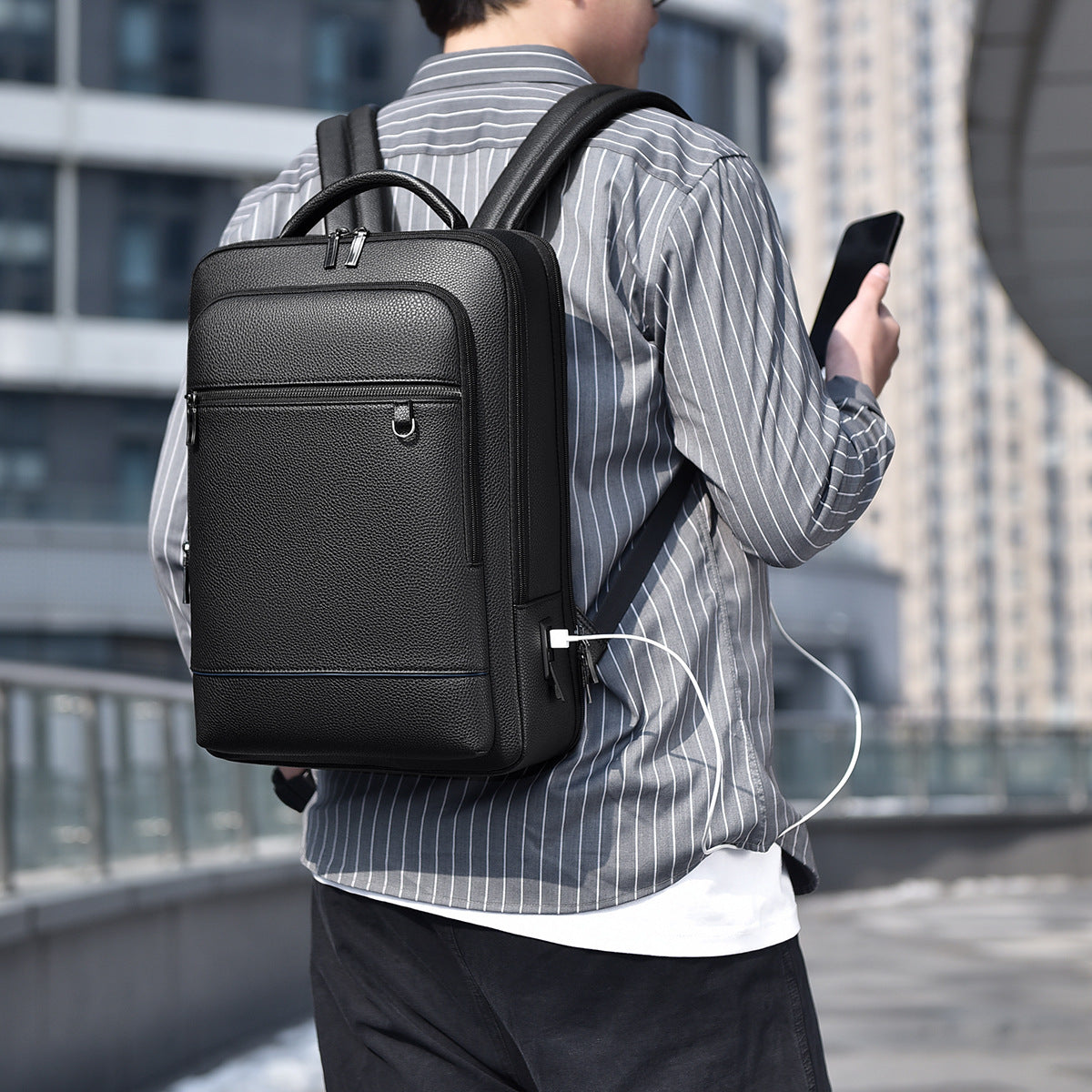 Schwarzer Business-Computer-Rucksack – Bild 5 | LuxeStyle