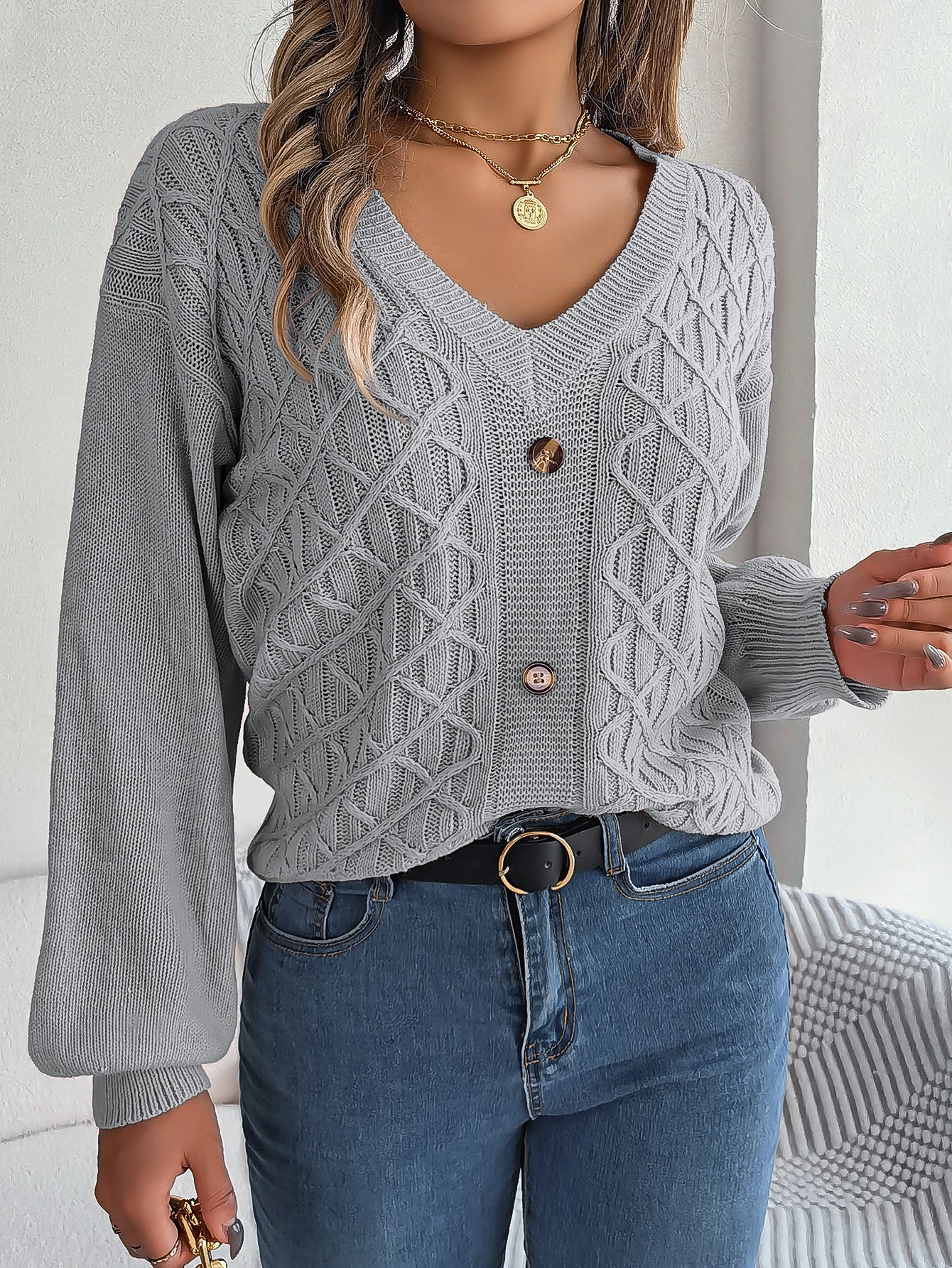 Kuscheliger Strickpullover mit Ballonärmeln