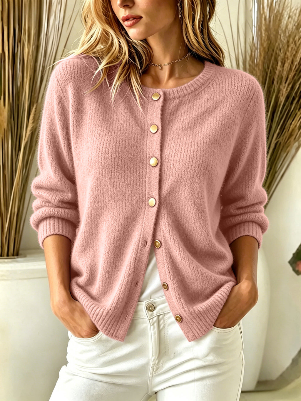 Damen-Cardigan Langarm Einfarbig