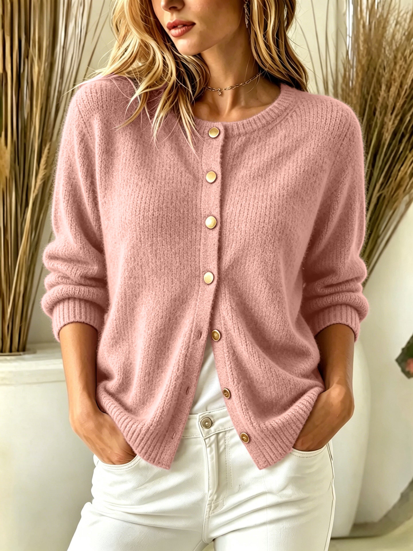 Damen-Cardigan Langarm Einfarbig