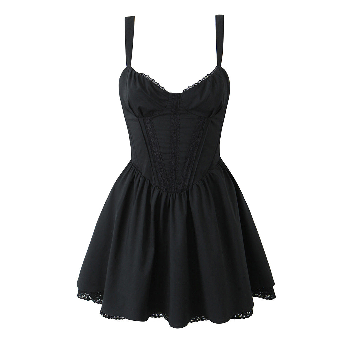 Spitzenbesetztes Trägerkleid