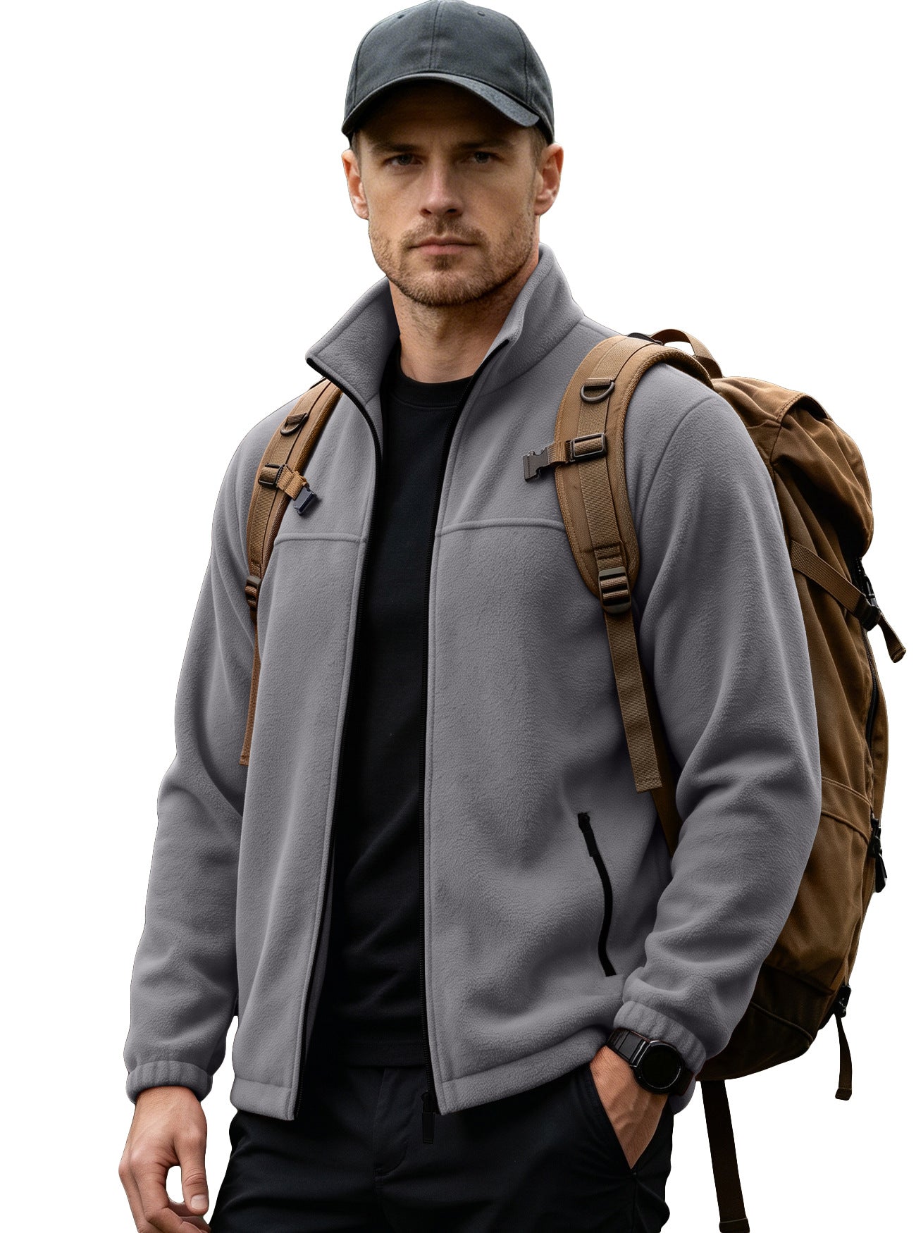 Herren Fleecejacke mit Stehkragen und Reissverschluss