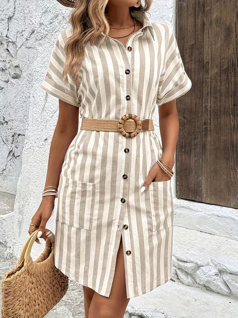 Gestreiftes A-Linien Kleid im Loose Fit – Bild 2 | LuxeStyle