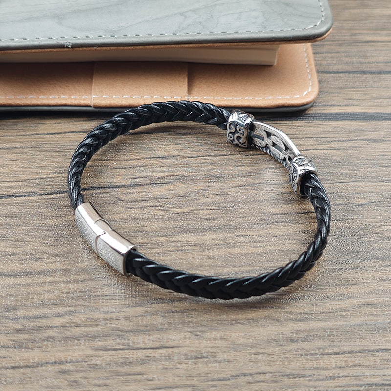 Stahlkette mit Lederband – Bild 3 | LuxeStyle