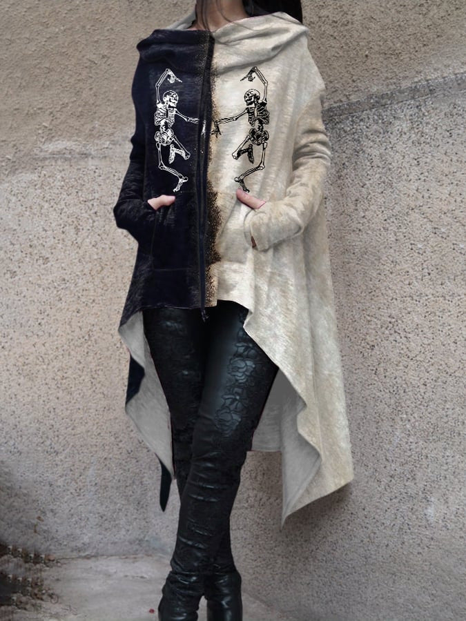 Langer Damen Trenchcoat mit Kapuzenpullover
