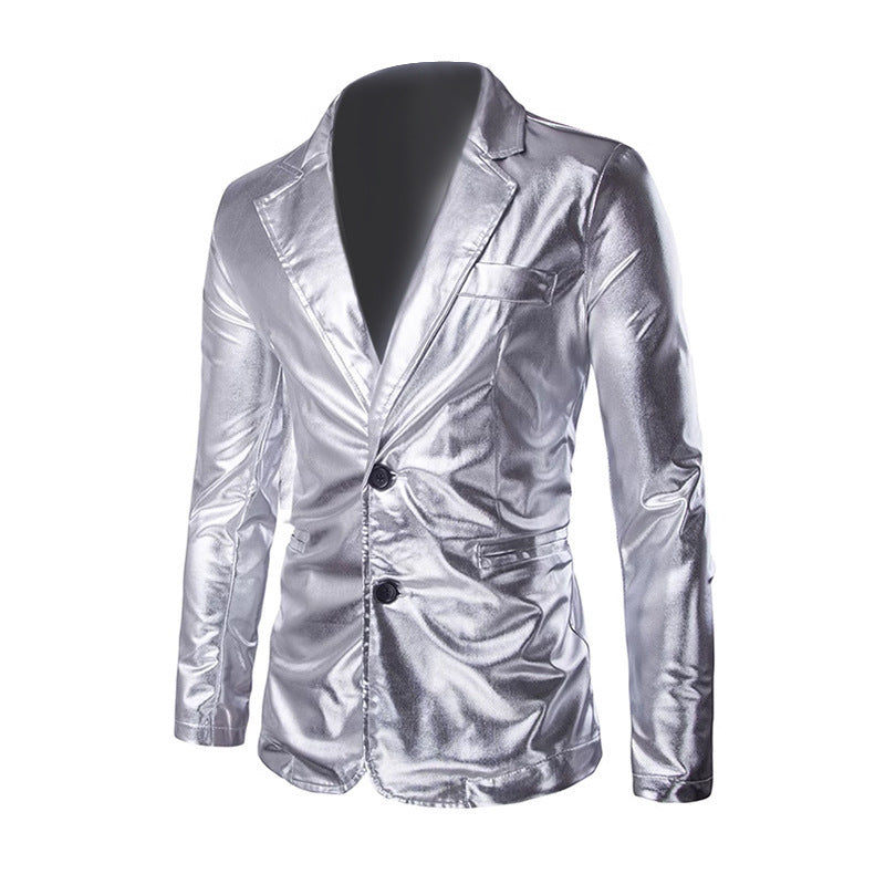 Glanz-Anzugjacke mit Goldprägung – Ansicht 2