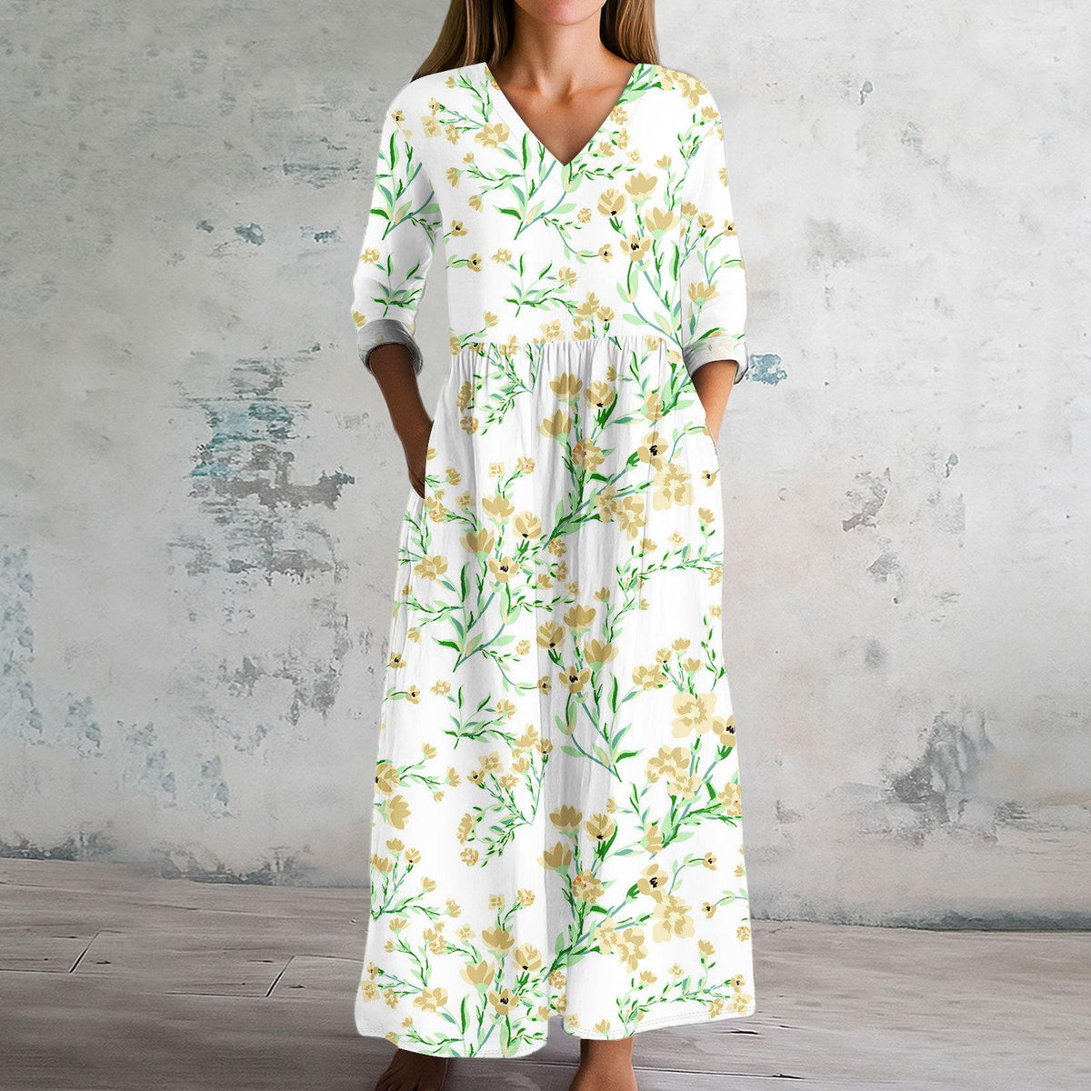 3D-gedrucktes Langarmkleid mit Porträtmuster – Bild 1 | LuxeStyle