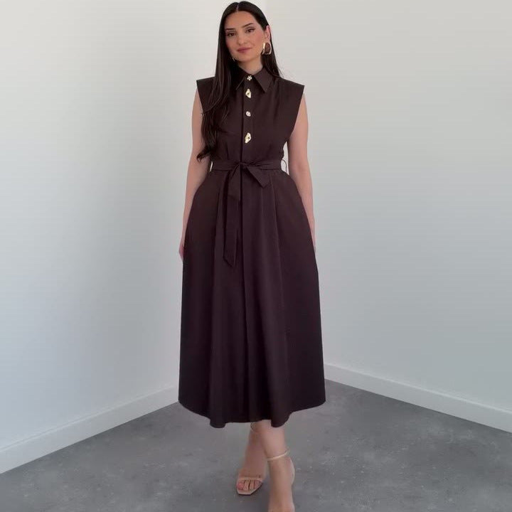 Ärmelloses A-Linien Kleid mit Schnürung