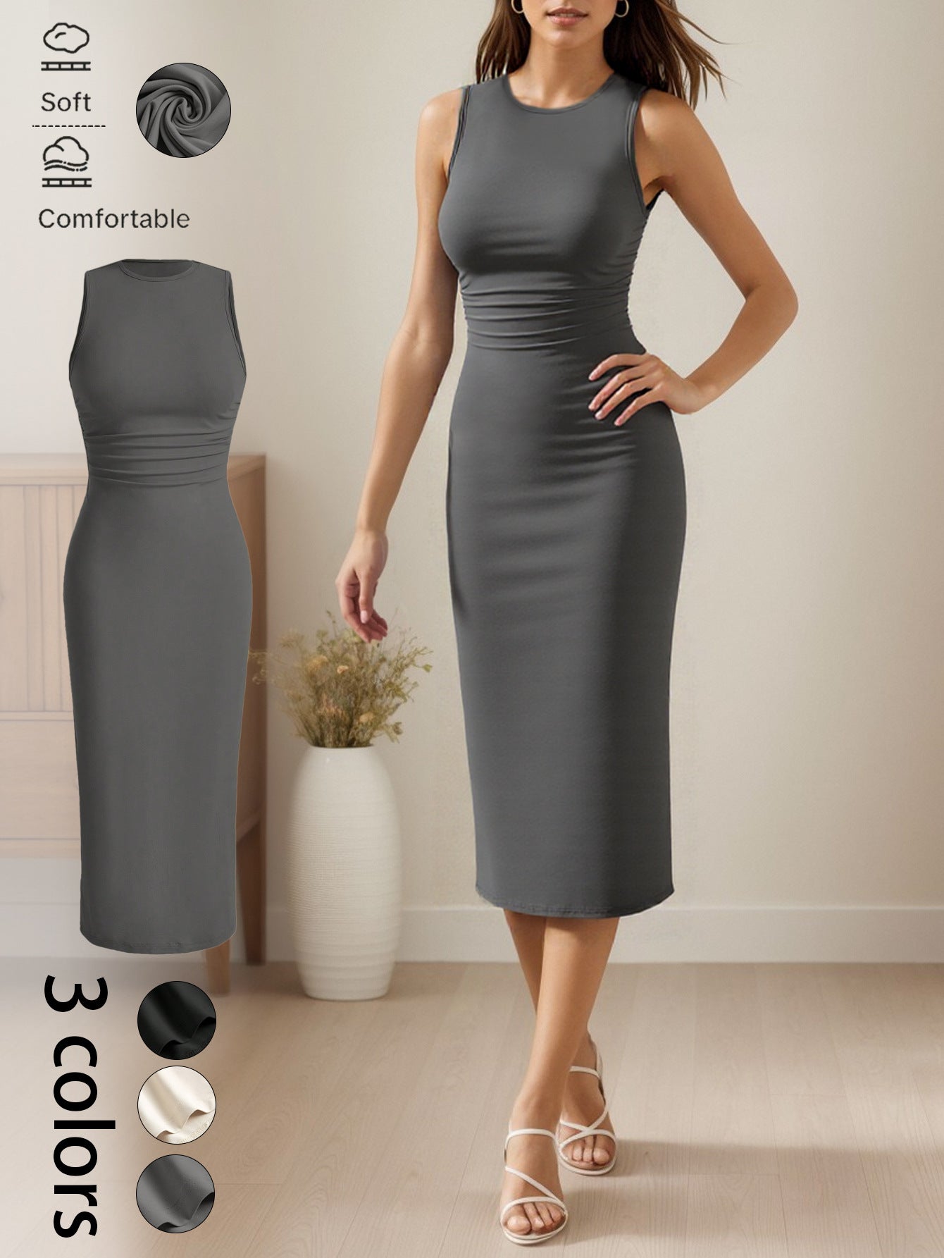 Elegantes, ärmelloses Kleid