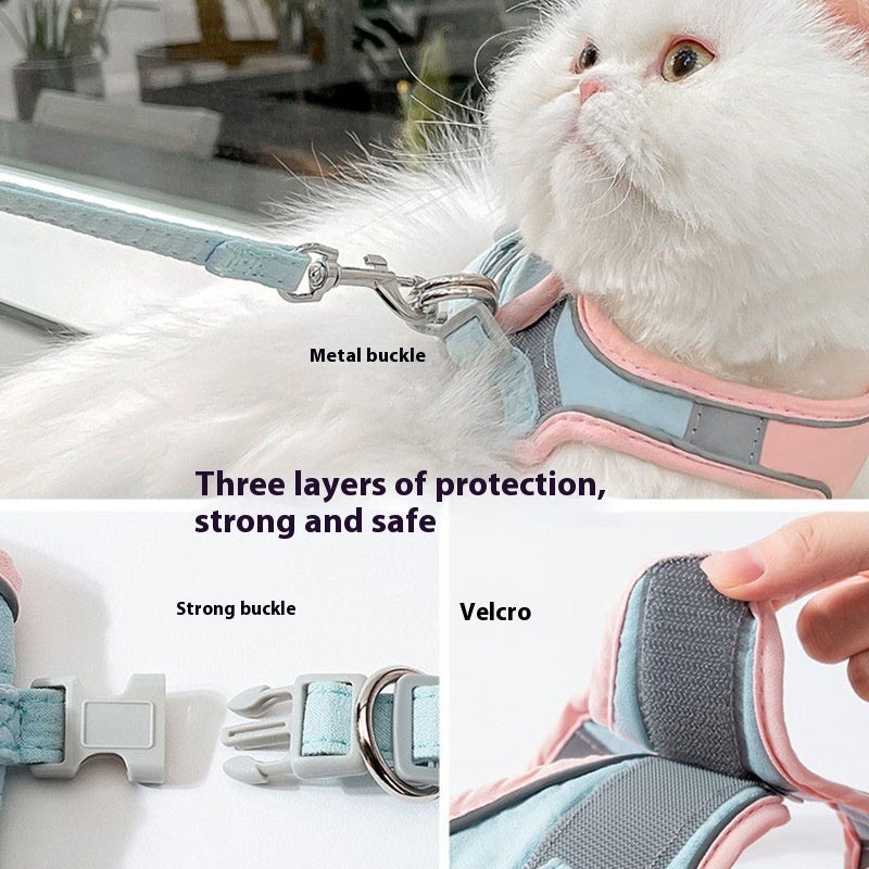Katzen-Zugseil-Brustgurt mit Reflektor