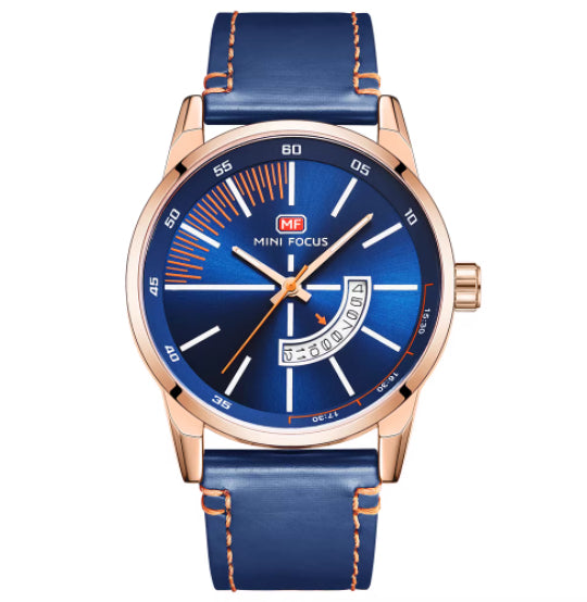 Herren-Armbanduhr mit Kalender und Lederarmband – Bild 3 | LuxeStyle