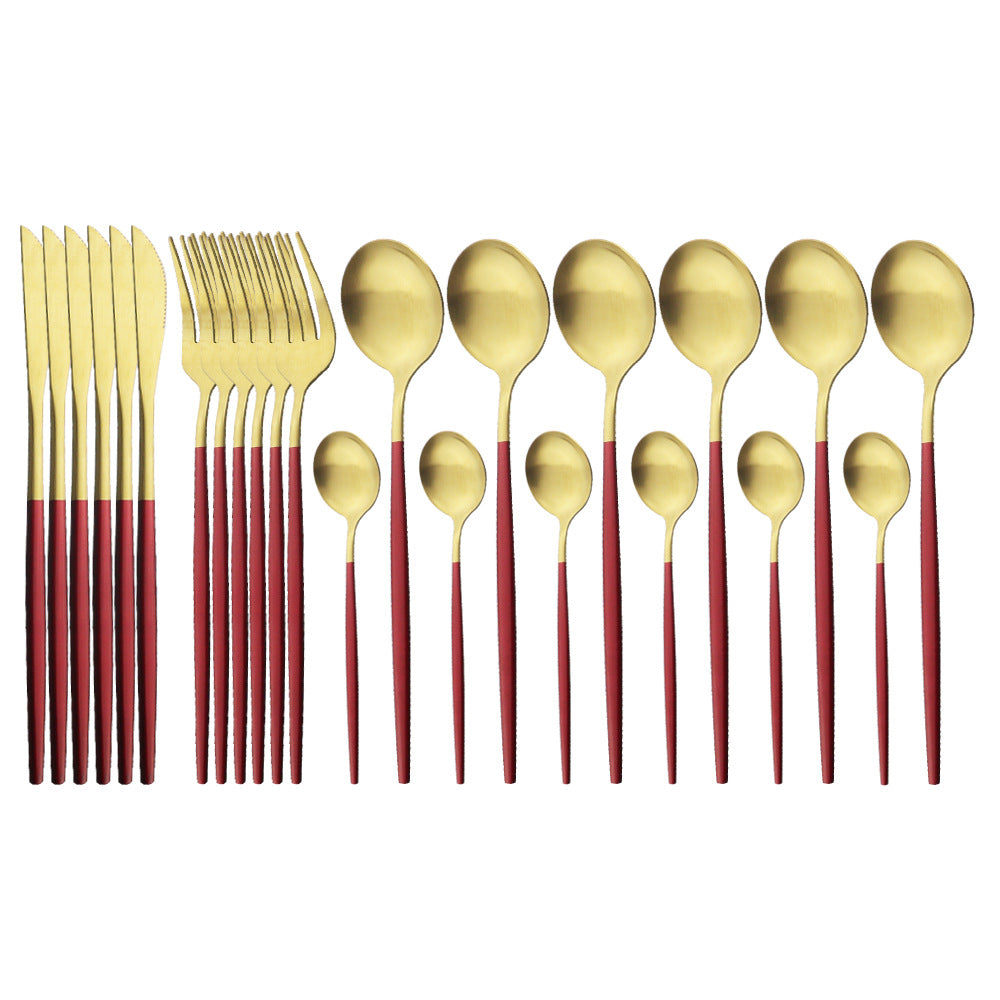 Mattes portugiesisches Besteck-Set (24-teilig) – Bild 9 | LuxeStyle