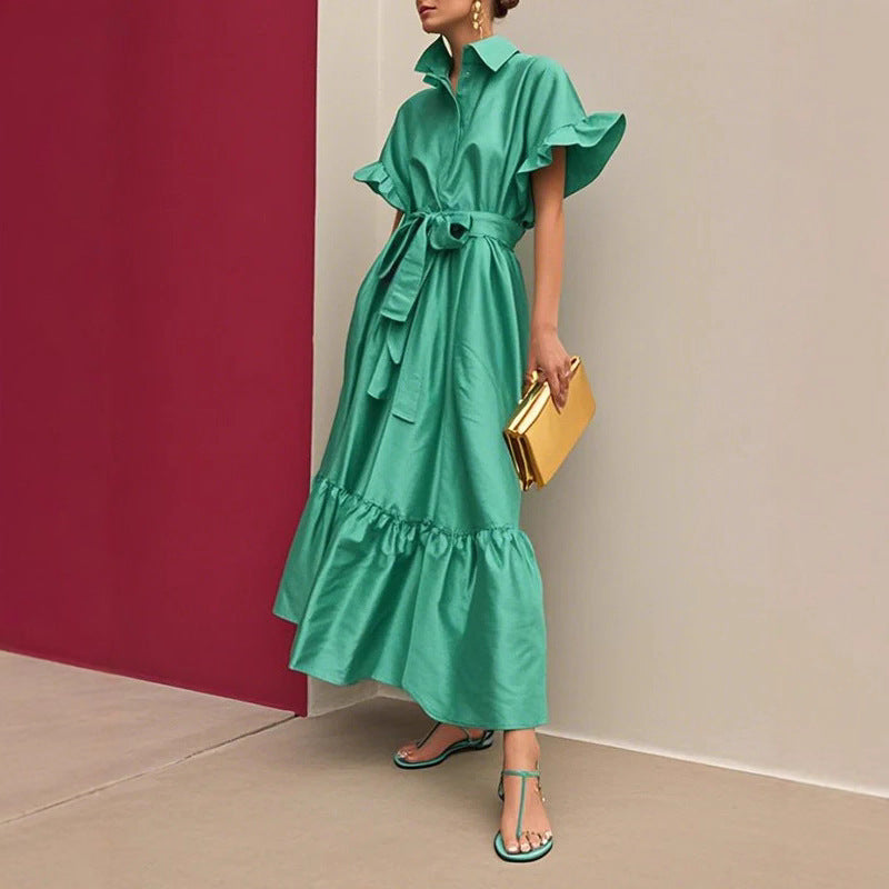Elegantes Satin-Kleid mit Rüschenärmeln – Bild 7 | LuxeStyle