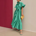 Elegantes Satin-Kleid mit Rüschenärmeln – Bild 7 | LuxeStyle