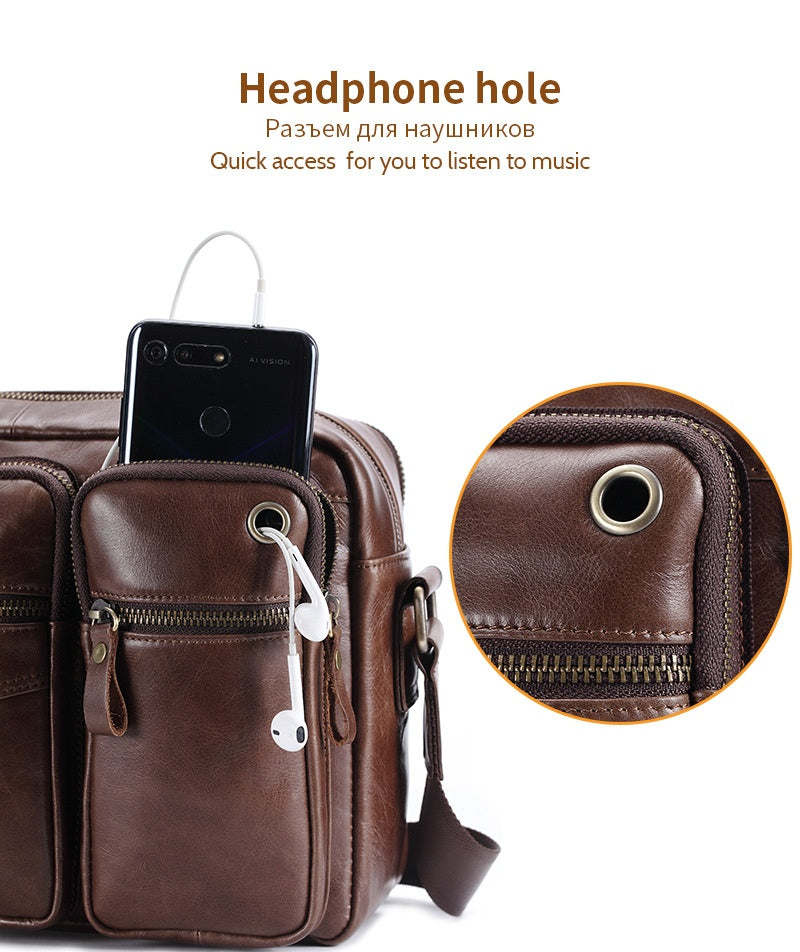 Echtes Leder Herren Schulter-Messenger Rucksack – Bild 13 | LuxeStyle