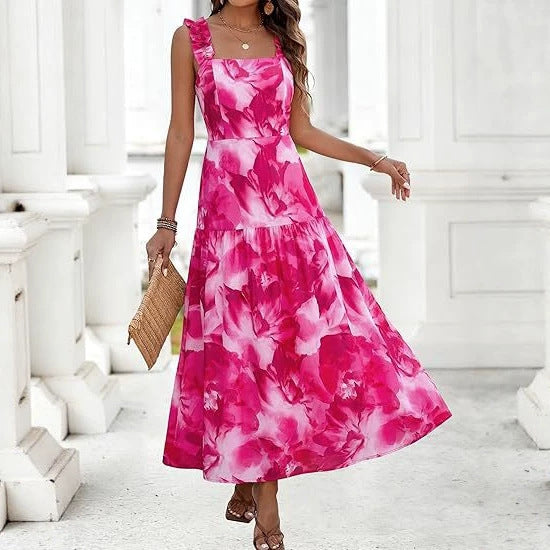 Damen-Sommerkleid ohne Ärmel, Blumenprint