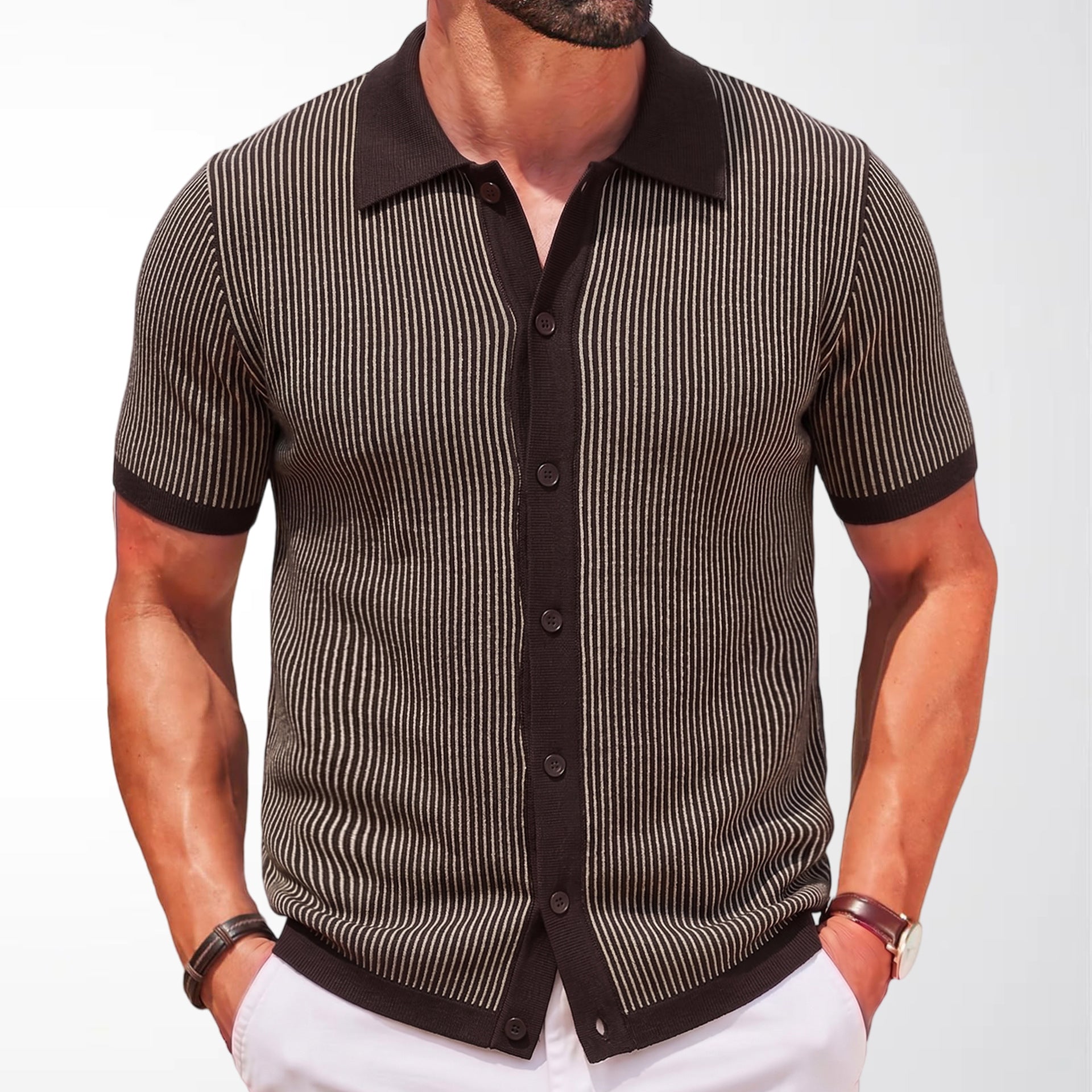 Herren Strickpullover mit Streifenmuster – Ansicht 8