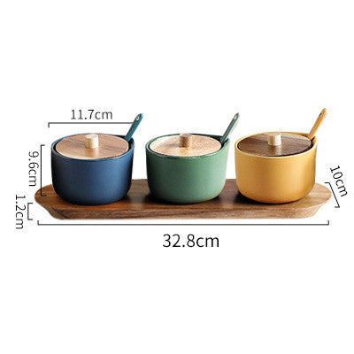 Keramik Gewürztopf 3er-Set mit Löffel & Holzdeckel – Bild 2 | LuxeStyle