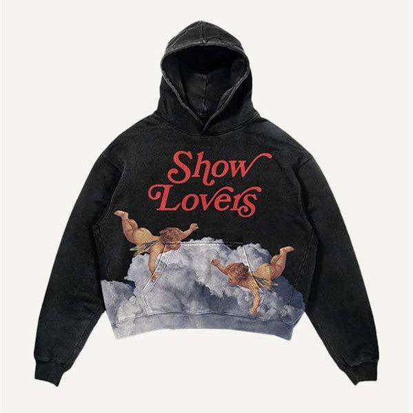 Retro-Hoodie mit Cartoon-Muster