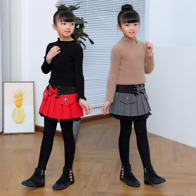 Gefütterte Leggings mit Schleife für Mädchen